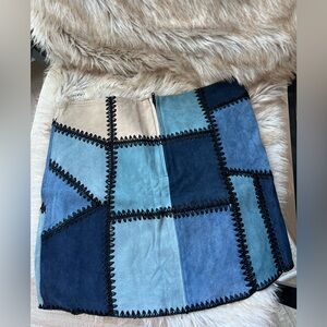 Suede stitched patch mini skirt size small NWT